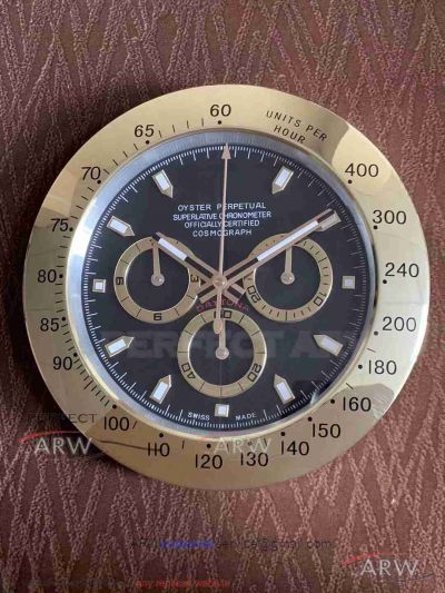 Replica Rolex Daytona 43cm Wall Clock On Sale - Black Face Stainless Steel Case